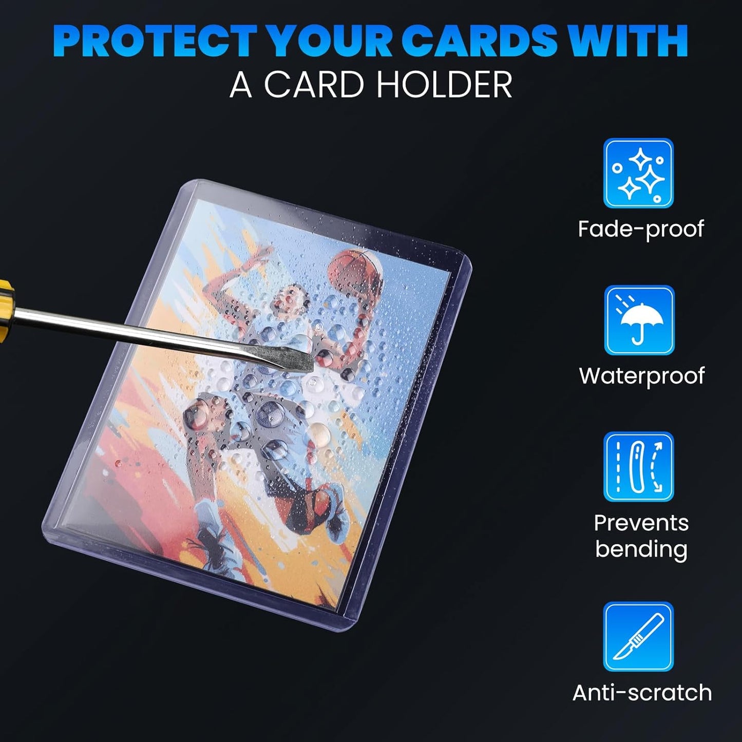 200 Card Sleeves Top Loaders for Cards, 3" x 4" Hard Plastic Toploaders, Baseball Card Protectors, Trading Card Holder for Football Sports Cards (100 Toploaders + 100 Penny Sleeves)