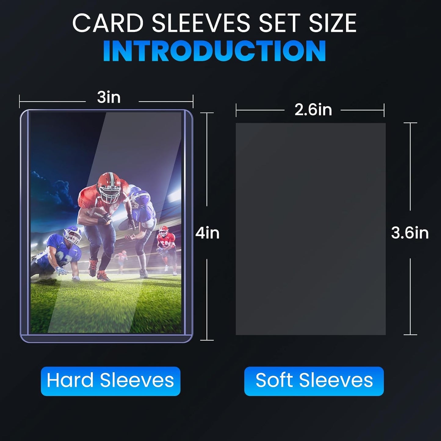 200 Card Sleeves Top Loaders for Cards, 3" x 4" Hard Plastic Toploaders, Baseball Card Protectors, Trading Card Holder for Football Sports Cards (100 Toploaders + 100 Penny Sleeves)
